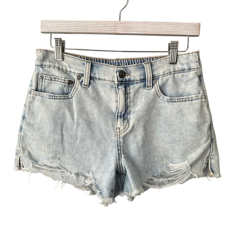 Aerie Daydream Elastic Waistband Denim Shorts Medium Wash Small